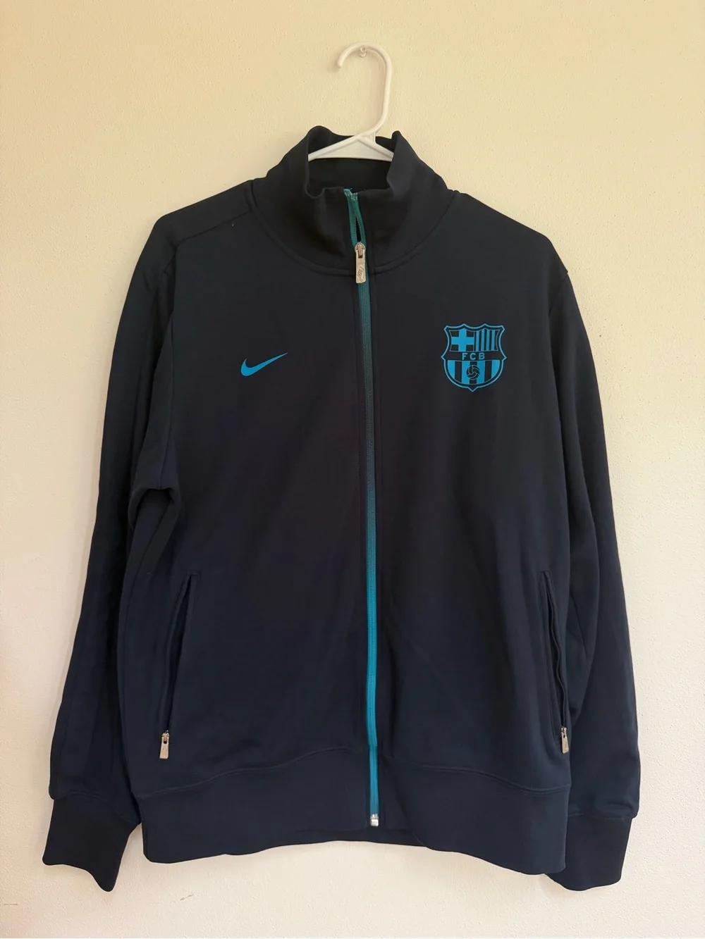 Nike Navy Track Jacket with Teal Accents - FC Barcelona Crest